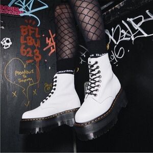 Dr. Martens Women's White Jadon Platform Combat Boots